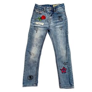 Diesel Girls Blue Jeans Size 6 Super Slim Skinny Pants Adjustable Waist Graphic